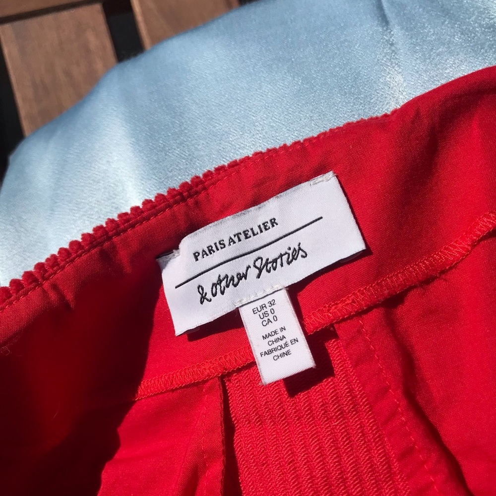 Red corduroy pencil skirt